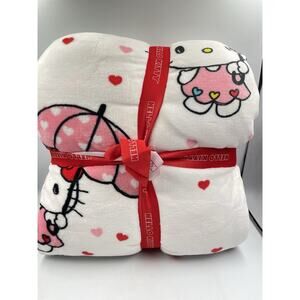 Hello Kitty NEW RELEASE Valentine’s Day Queen Blanket UMBRELLAS & HEARTS Blanket